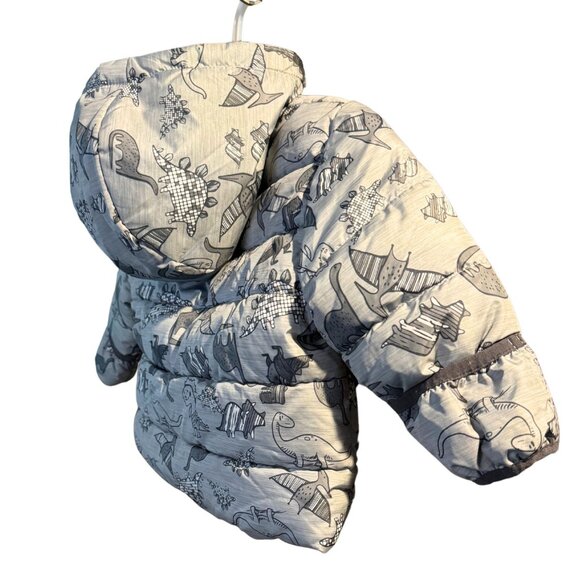 SwissTech Toddler Dinosaur Print Puffer Jacket With Hood 12M - Picture 3 of 6